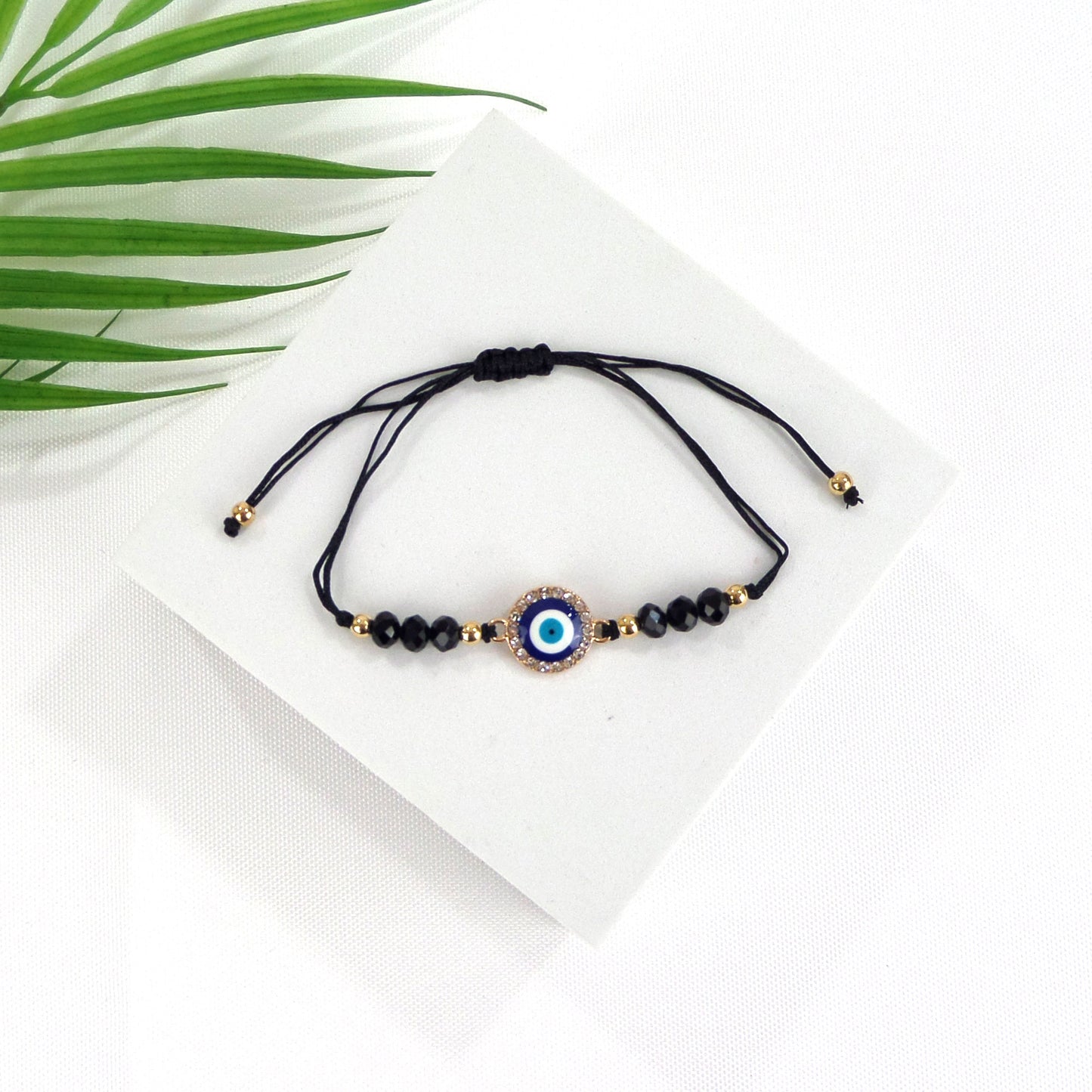 BEAD EVIL EYE CHARM ADJUSTABLE BRACELET 3724-5 (12PC)