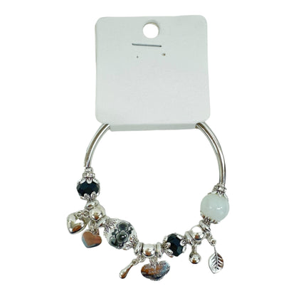 HEART CHARM STRETCH BANGLE BRACELET 4218-1 (12PC)