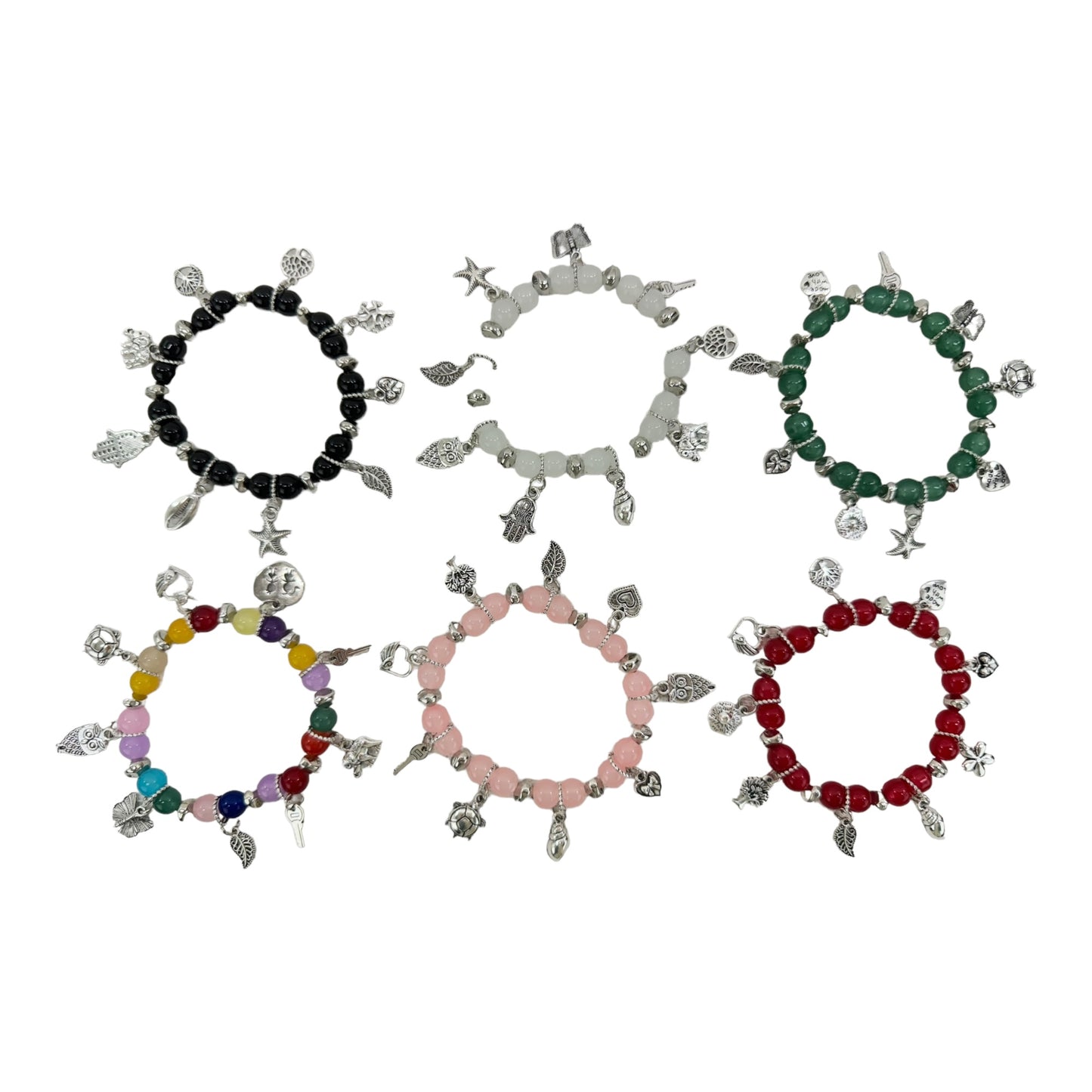 NATURAL STONE MULTI CHARM BRACELET 4226-5 (12PC)