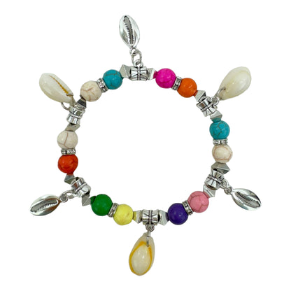 NATURAL STONE SHELL CHARM BRACELET 4226-7 (12PC)