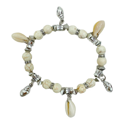 NATURAL STONE SHELL CHARM BRACELET 4226-7 (12PC)