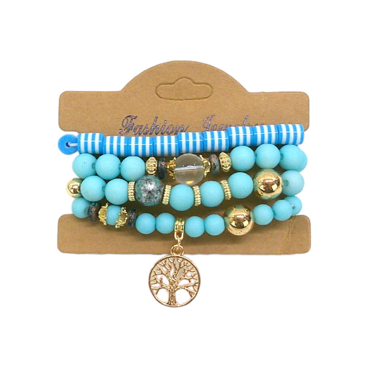 NATURAL STONE THE TREE OF LIFE CHARM BRACELET SET 4228-3 (12PC)