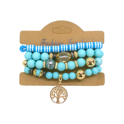 NATURAL STONE THE TREE OF LIFE CHARM BRACELET SET 4228-3 (12PC)