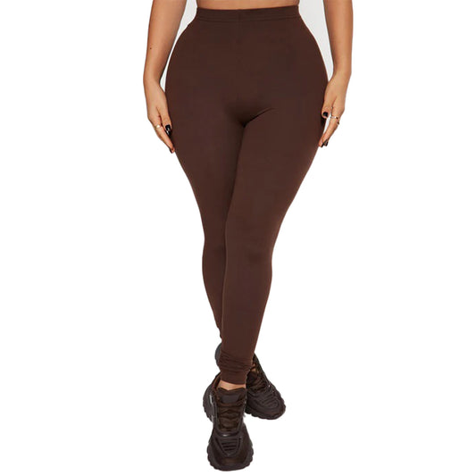 ELASTICIZED WAISTBAND BROWN LEGGINGS LGR2 (4PC)