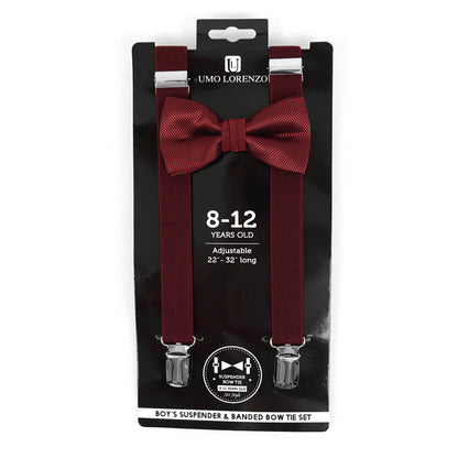 BOY'S 8-12 YEARS OLD CLIP-ON SUSPENDERS & BOW TIE SET 812-6308 (4PC)