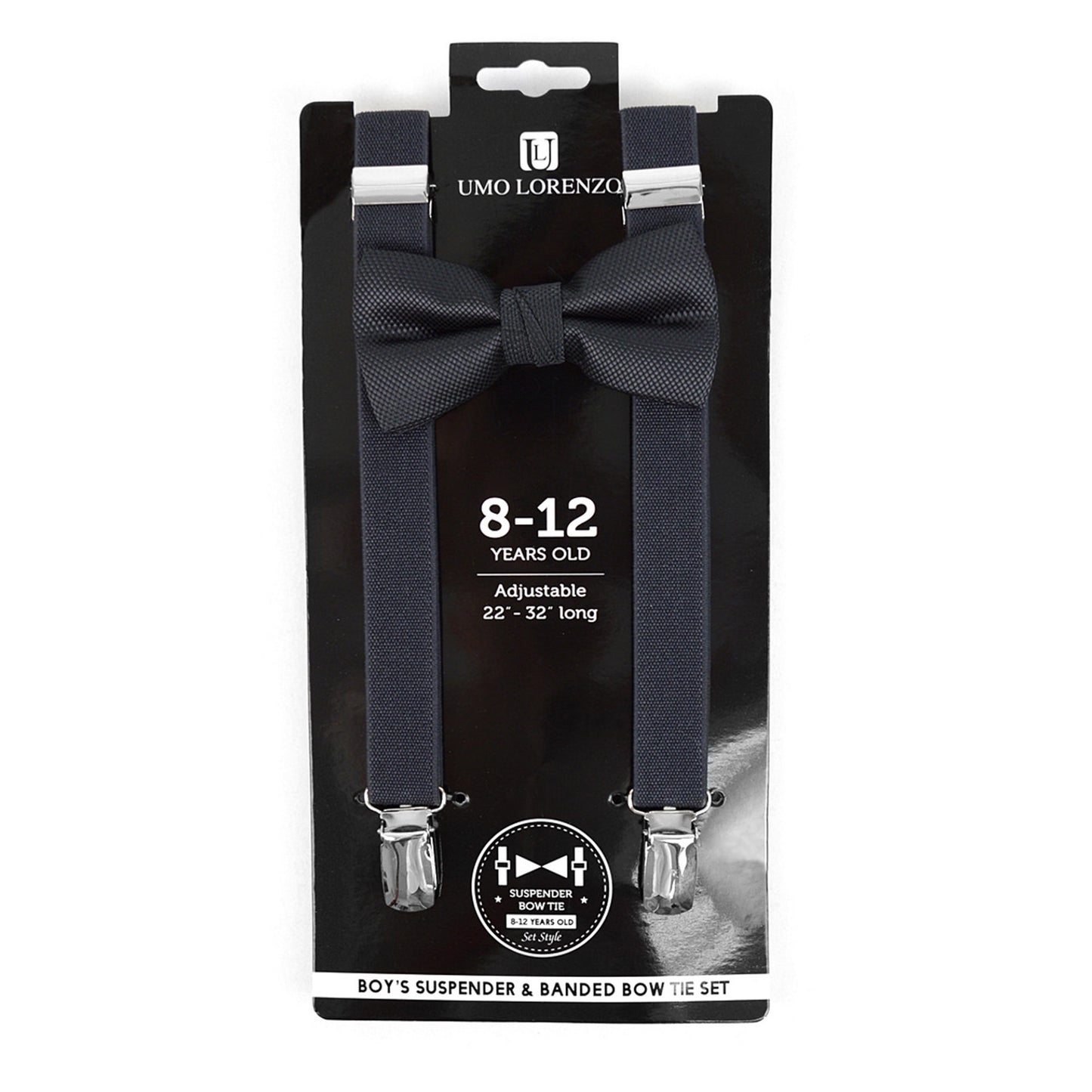 BOY'S 8-12 YEARS OLD CLIP-ON SUSPENDERS & BOW TIE SET 812-6308 (4PC)