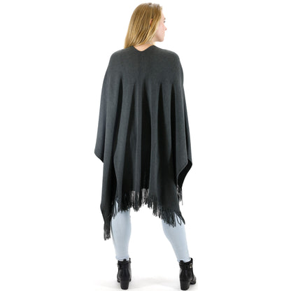 VINTAGE STYLED KNIT FRINGED POCKET SHAWL PO416-20 (4PC)