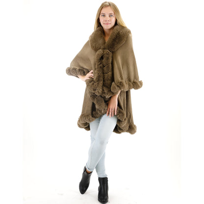 SOLID COLOR FUR DOUBLE LAYER PONCHO SH925 (3PC)