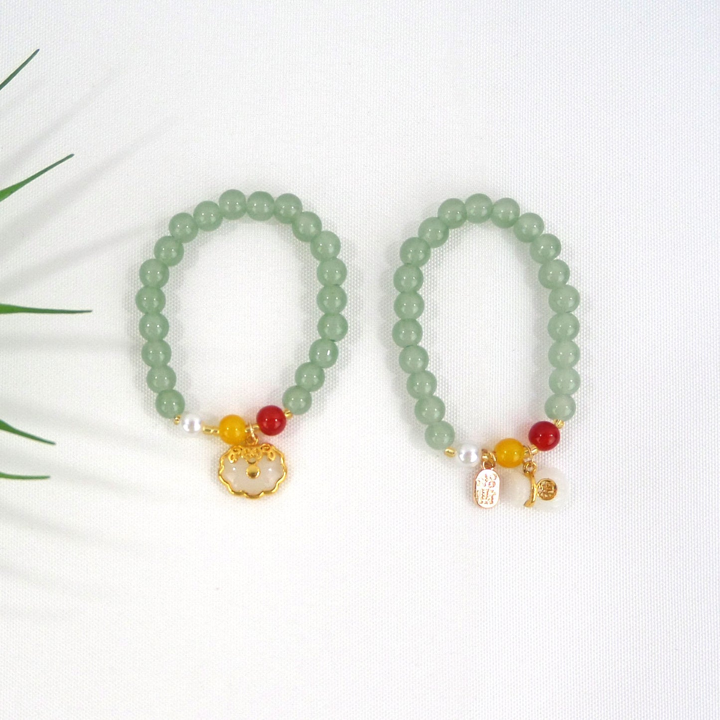 NATURAL JADE CHARM BRACELET 3909-2 (12PC)