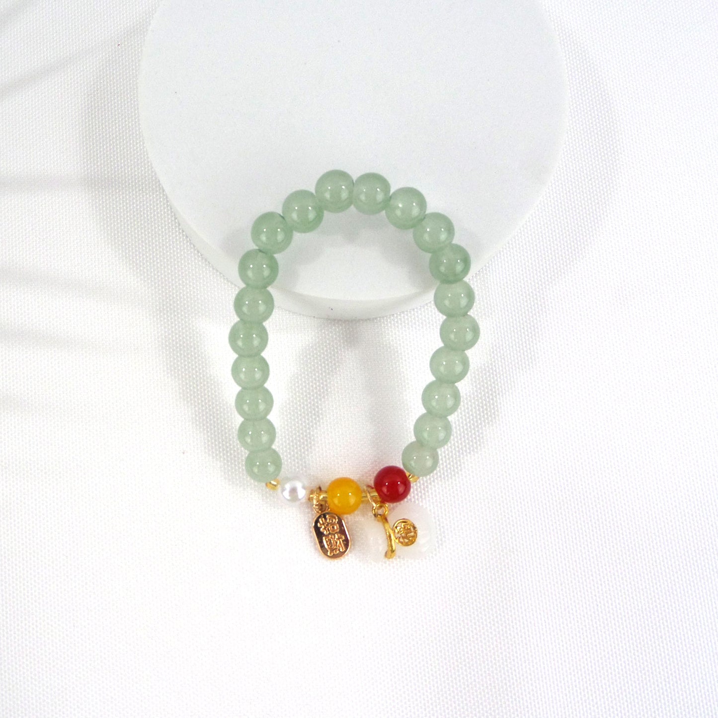 NATURAL JADE CHARM BRACELET 3909-2 (12PC)