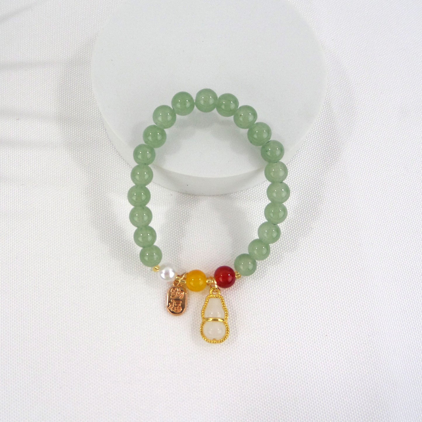 NATURAL JADE CHARM BRACELET 3909-3 (12PC)