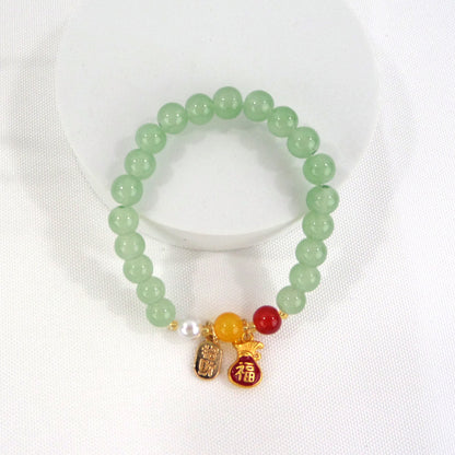 NATURAL JADE CHARM BRACELET 3909-3 (12PC)