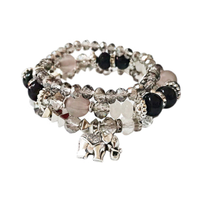 GLASS BEAD ELEPHANT CHARM BRACELET 2222-8 (12PC)