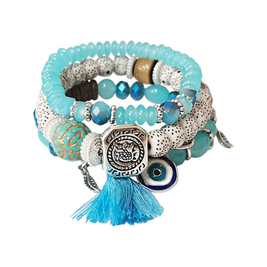 EVIL EYE N TASSEL BALL BRACELET 2521-36 (12PC)