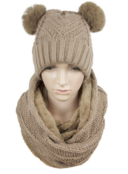 POM POM BEANIE AND SCARF SET CP3157 (12PC)