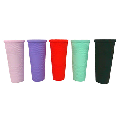 STUDDED MATTE VENTI TUMBLER WITH STRAW 3731-19 (5PC)