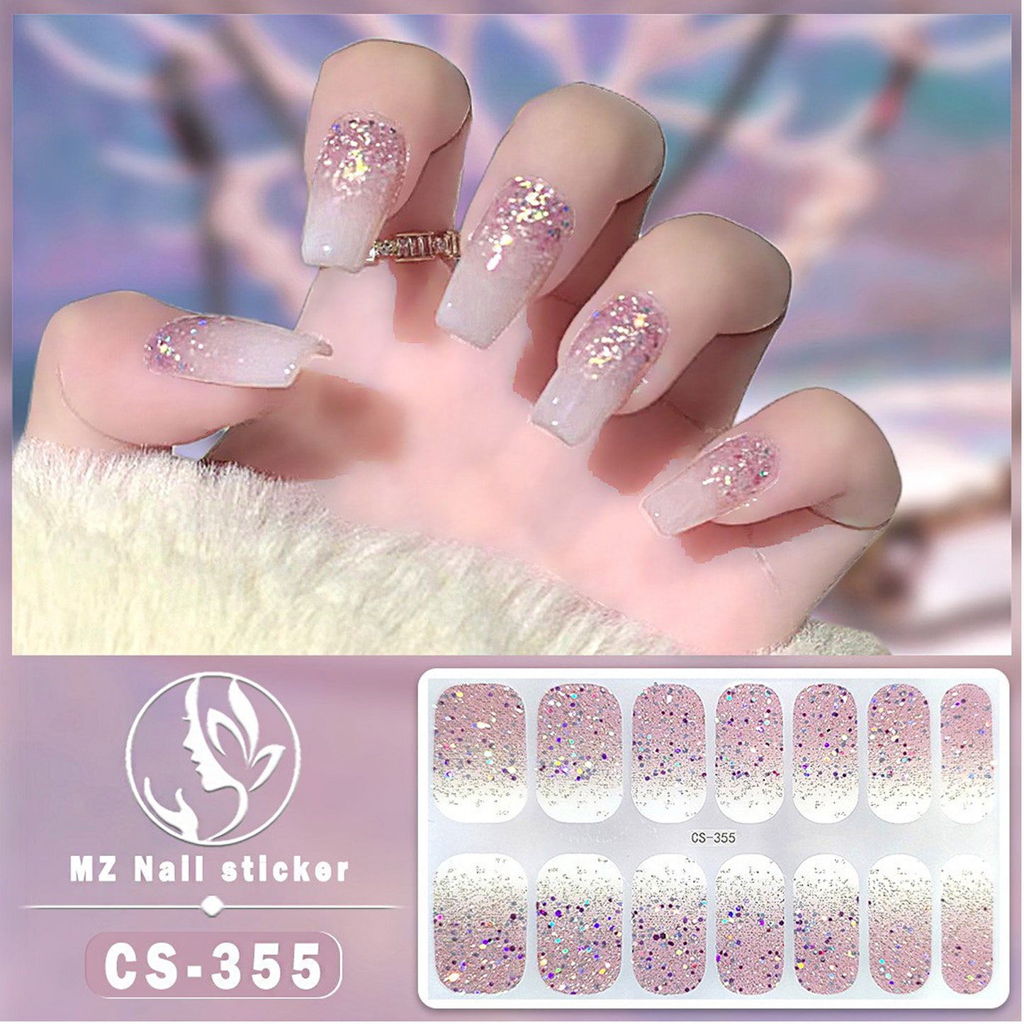 GEL NAIL STICKER CS355 (12PC)