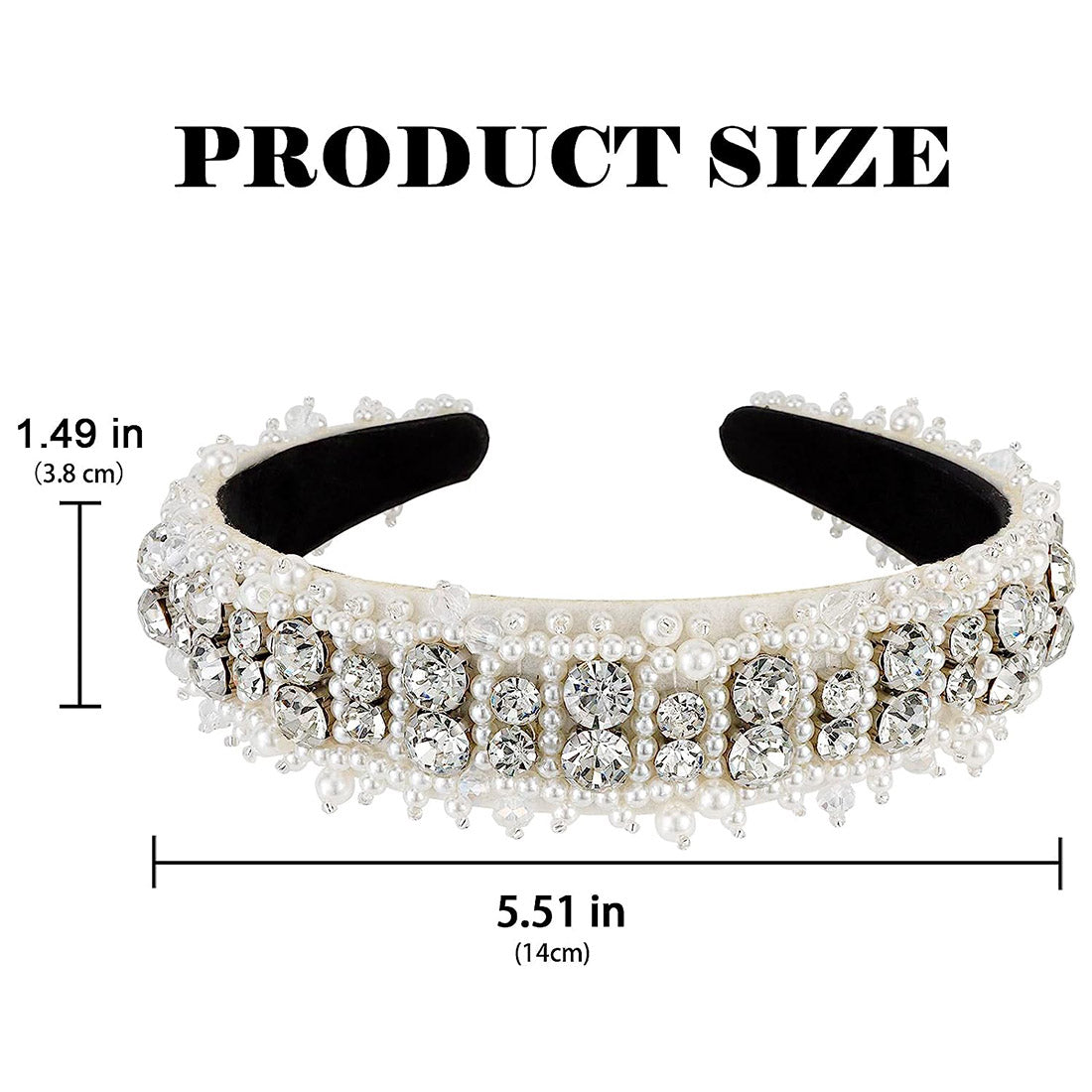 PEARL CRYSTAL DECOR HEADBAND HB1012-6 (12PC)