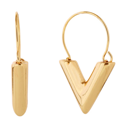 14K GOLD DIPPED V HOOP EARRING 310684 (6PC)