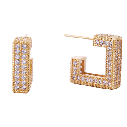 14K GOLD DIPPED CZ SQUARE POST EARRING 310698 (6PC)