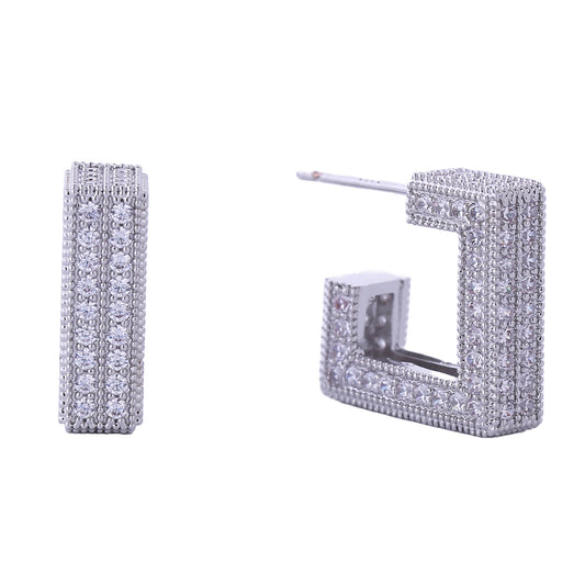 14K GOLD DIPPED CZ SQUARE POST EARRING 310698 (6PC)