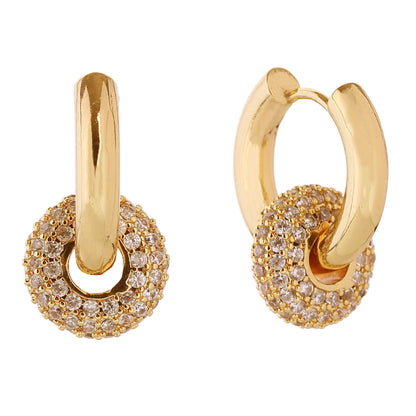 14K GOLD DIPPED CZ DONUT DANGLING EARRING 310705 (6PC)