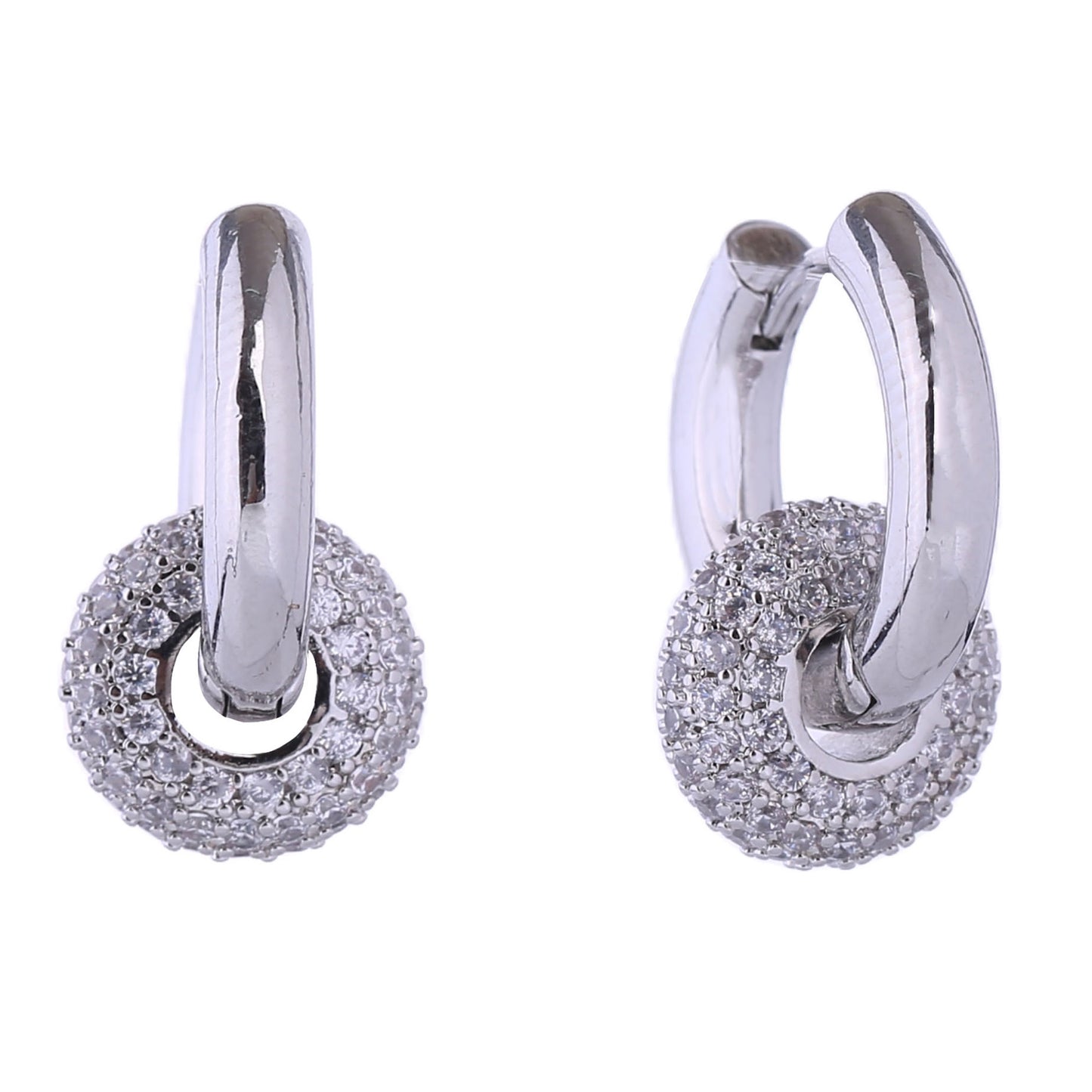 14K GOLD DIPPED CZ DONUT DANGLING EARRING 310705 (6PC)