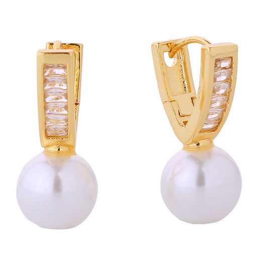 14K GOLD DIPPED CZ PEARL DROP EARRING 310721 (6PC)