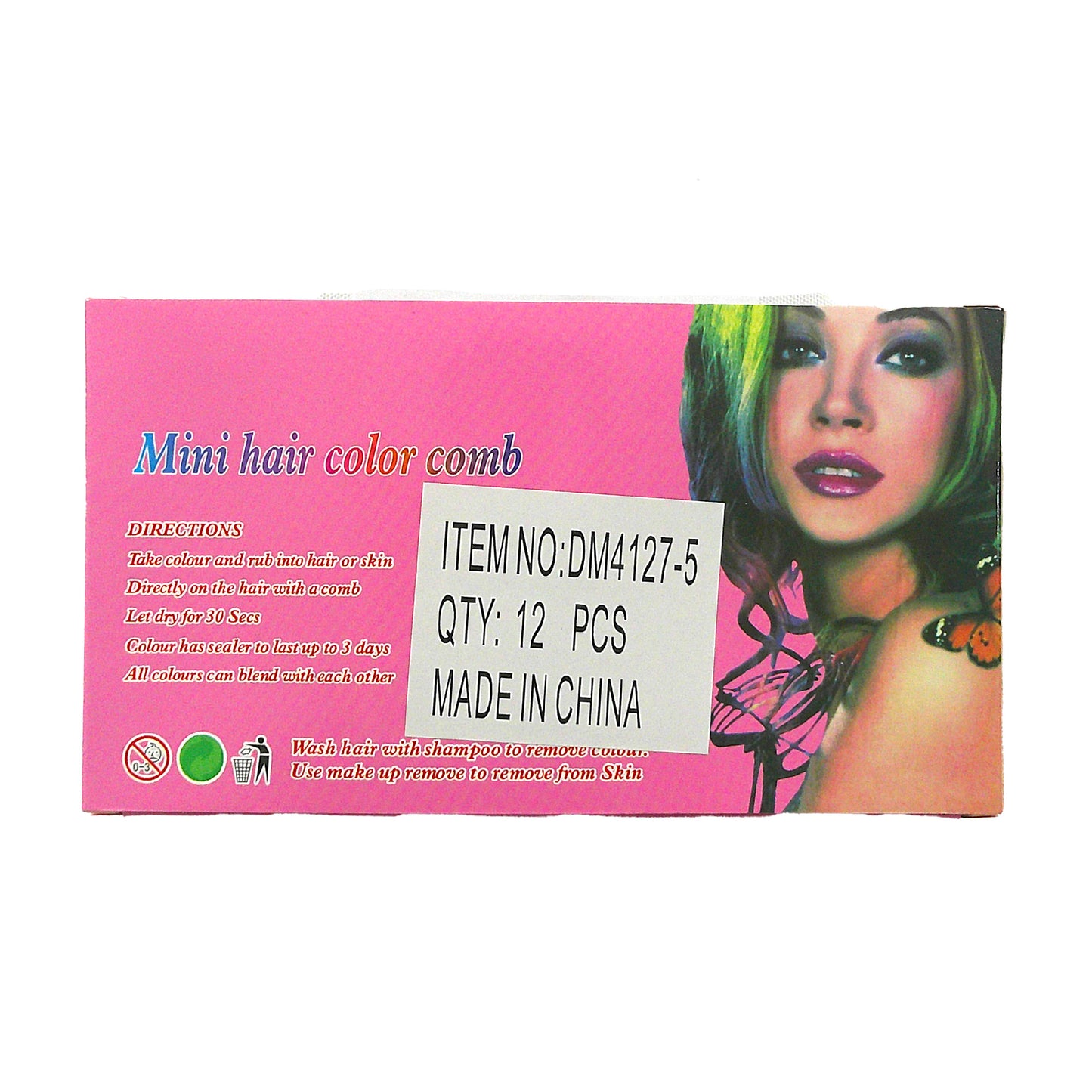 TEMPORARY HAIR COLOR CHALK COMB DM4127-5 (12PC)