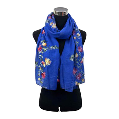 SPRING FLORAL EMBROIDERED SCARVES 1132-58 (12PC)