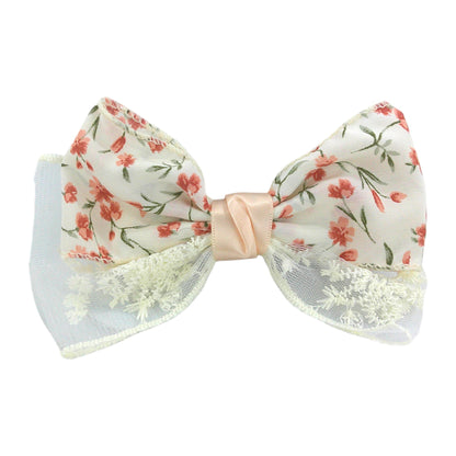 FLORAL EMBROIDERED LACE BOW CLIP HRB4846-5 (10PC)