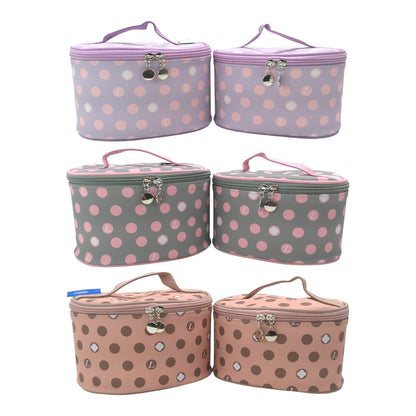 VEGAN LEATHER POLK DOT  PRINT COSMETIC CASE TRAVEL BAG 211 (4PC)