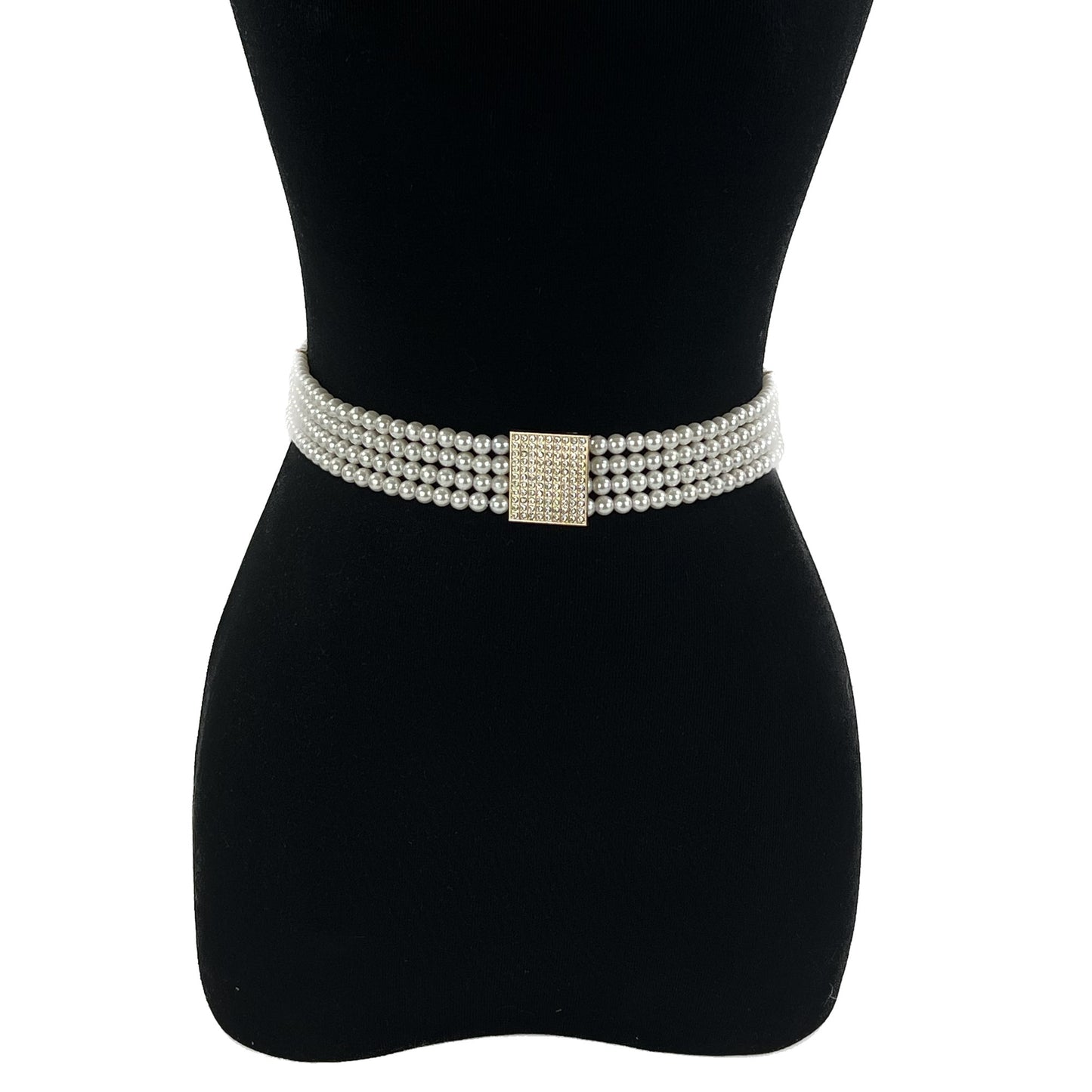 PEARL N RHINESTONE SQUARE BUCKLE BELT 0506-10 (4PC)