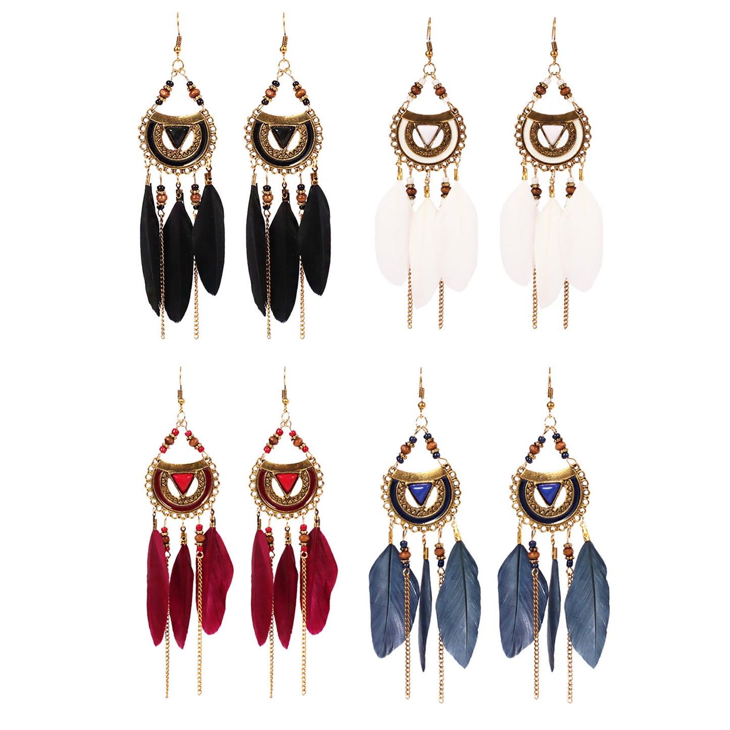 FEATHER CHAIN TASSEL EARRING 2826-60 (12PC)