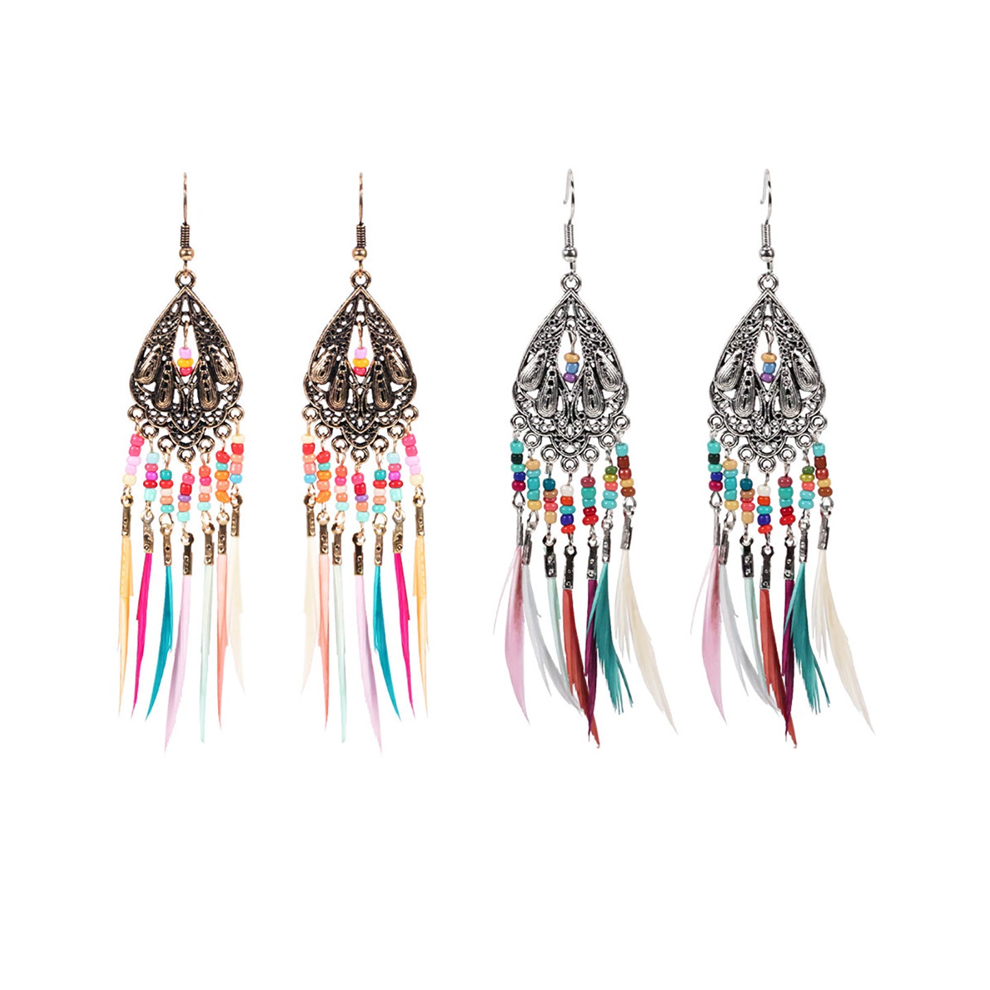 BEAD FEATHER EARRING 2826-64 (12PC)