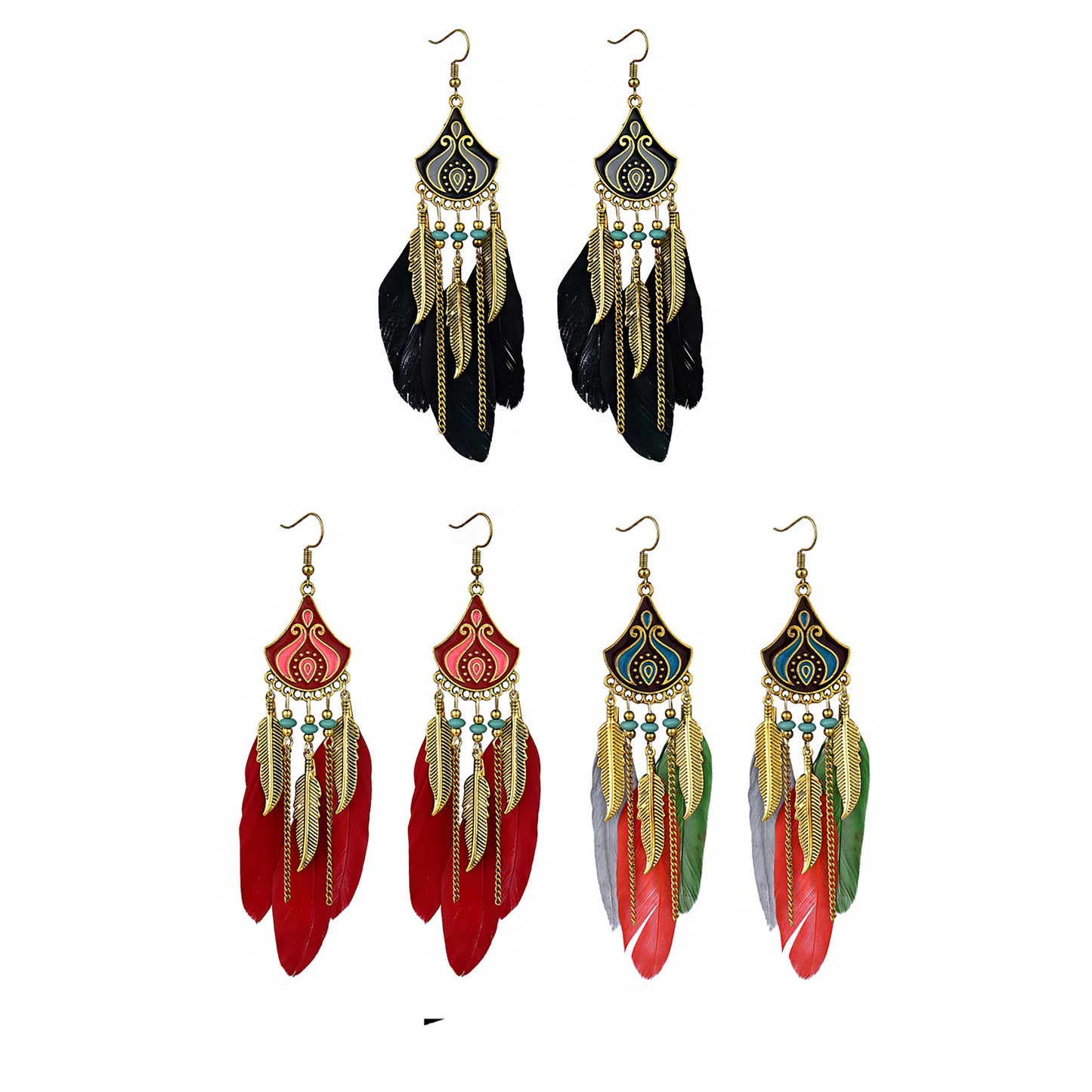 FEATHER EARRING 2826-65 (12PC)