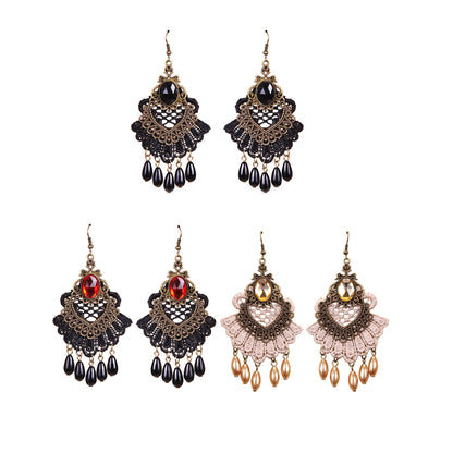 COLOR STONE DANGLING EARRING 2826-77 (12PC)