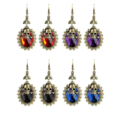 COLOR STONE SKULL EARRING 2826-78 (12PC)