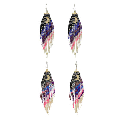 FRINGE MOON CRESCENT BEAD EARRING 2829-23 (12PC)