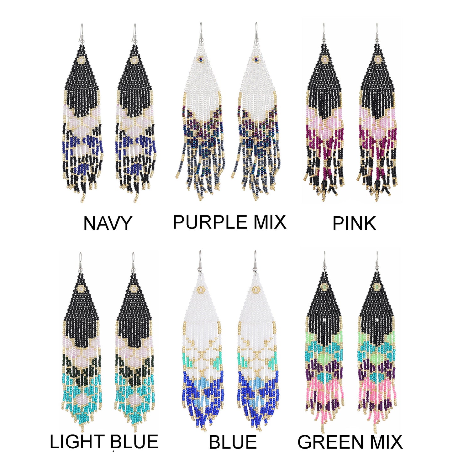 FRINGE BEAD EARRING 2829-35 (12PC)