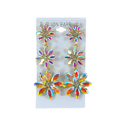 CRYSTAL FLOWER DROP BRIDAL EARRING 4312-10 (12PC)