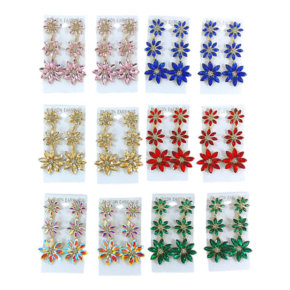 CRYSTAL FLOWER DROP BRIDAL EARRING 4312-10 (12PC)