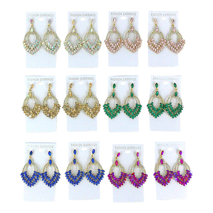 CRYSTAL CHANDELIER DROP BRIDAL EARRING 4312-14 (12PC)