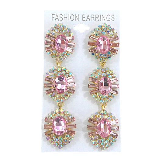 OVAL CRYSTAL DROP BRIDAL EARRING 4312-16 (12PC)