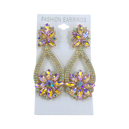 CRYSTAL FLOWER DROP BRIDAL EARRING 4312-22 (12PC)