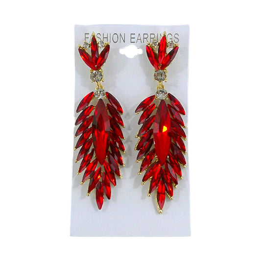 CRYSTAL FEATHER DROP BRIDAL EARRING 4312-23 (12PC)