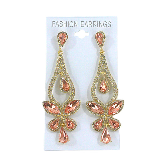 CRYSTAL FLOWER DROP BRIDAL EARRING 4312-24 (12PC)