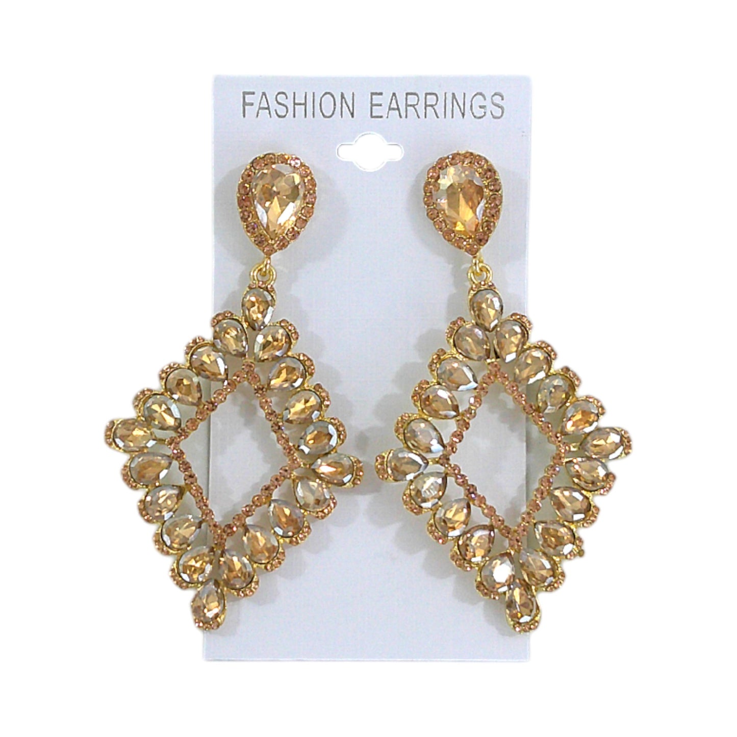 CRYSTAL RHOMBUS DROP BRIDAL EARRING 4312-33 (12PC)