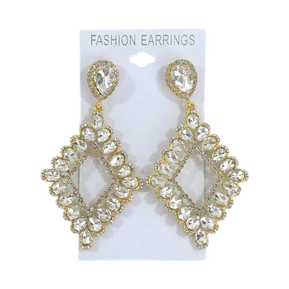 CRYSTAL RHOMBUS DROP BRIDAL EARRING 4312-33 (12PC)