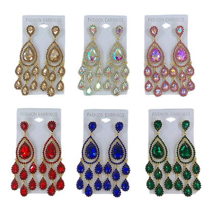 CRYSTAL CHANDELIER DROP BRIDAL EARRING 4312-36 (12PC)